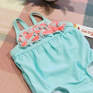 ☀️ NWT! Cat & Jack Infant Swimsuit w/ Snaps UPF 50